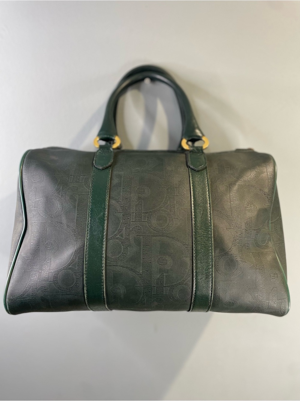 Vintage Christian Dior Hunter Green Oblique Trotter Boston Bag - Picture 3 of 11